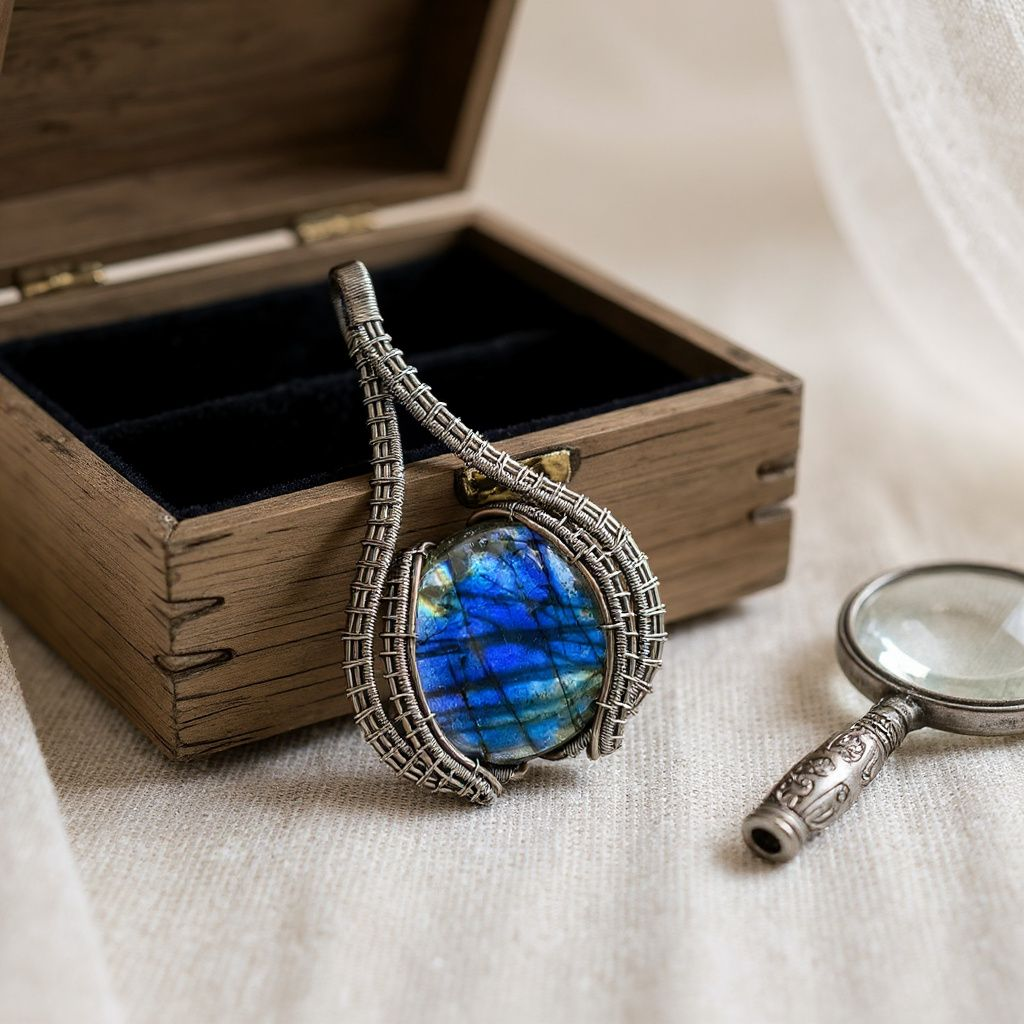 Wire Wrapped Necklace With Labradorite Pendant