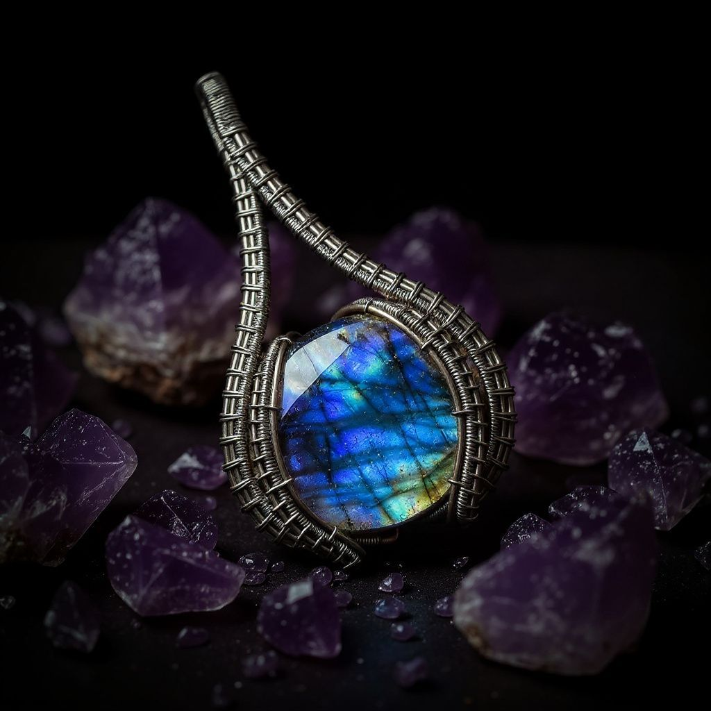 Wire Wrapped Necklace With Labradorite Pendant