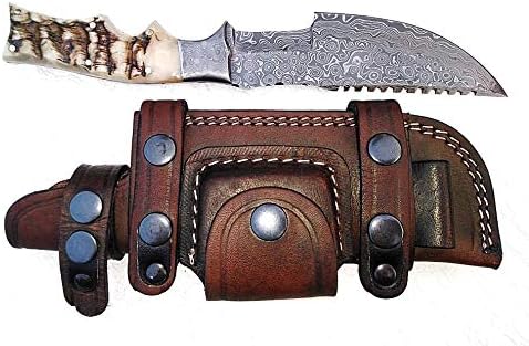 Ram Horn Handle 10" Damascus Hunting Knife