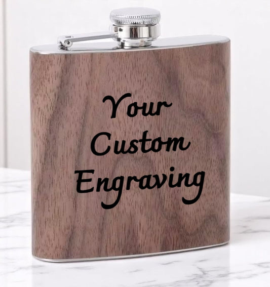 Red Wood 6oz Hip Flask