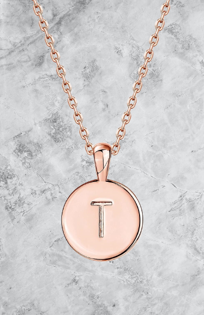 Rose Gold Circle Initial Necklace | LN07