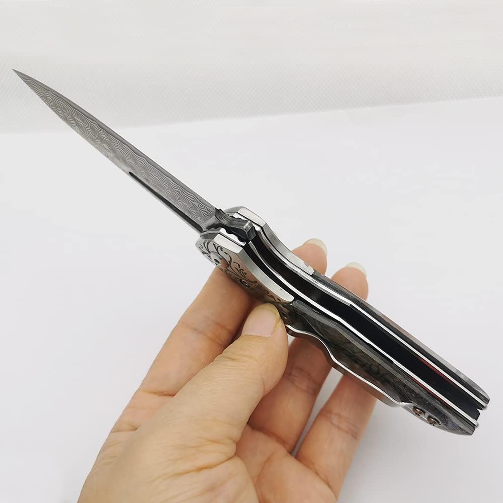 Abalone Handle 3" Damascus Pocket Knife