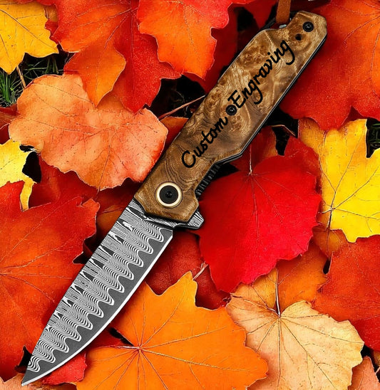 Maple Wood Handle 7" Pocket Folding Knife