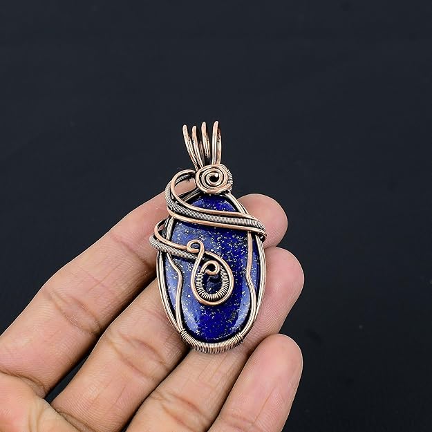 Wire Wrapped Necklace With Lapis Lazuli Pendant