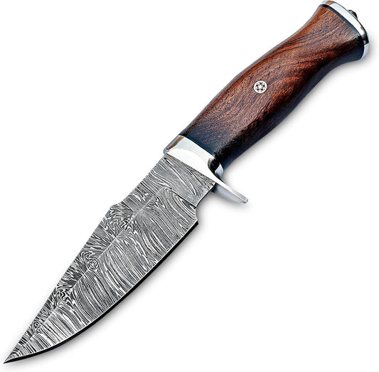 10" Damascus Hunting Knife Walnut Wood Handle