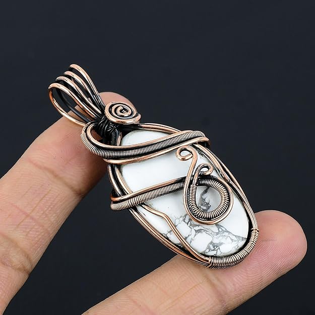 Wire Wrapped Necklace With Howlite Pendant