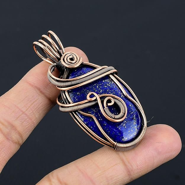 Wire Wrapped Necklace With Lapis Lazuli Pendant