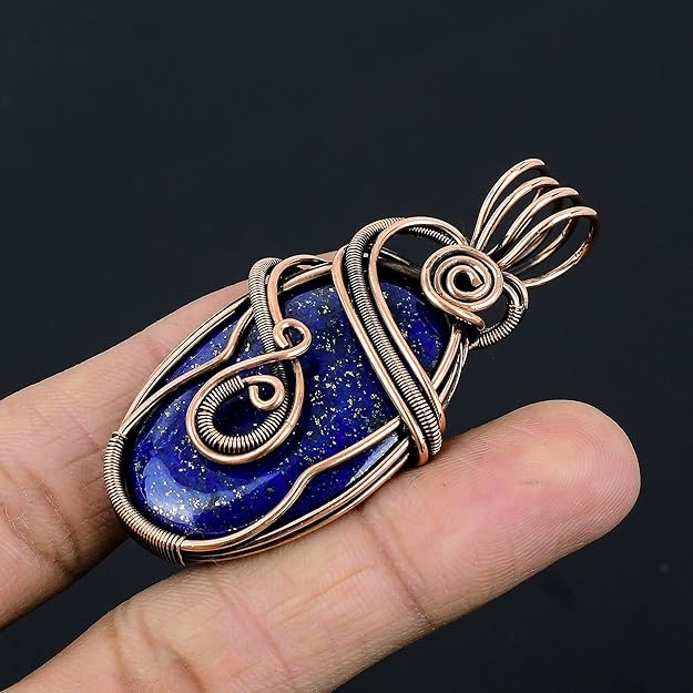 Wire Wrapped Necklace With Lapis Lazuli Pendant