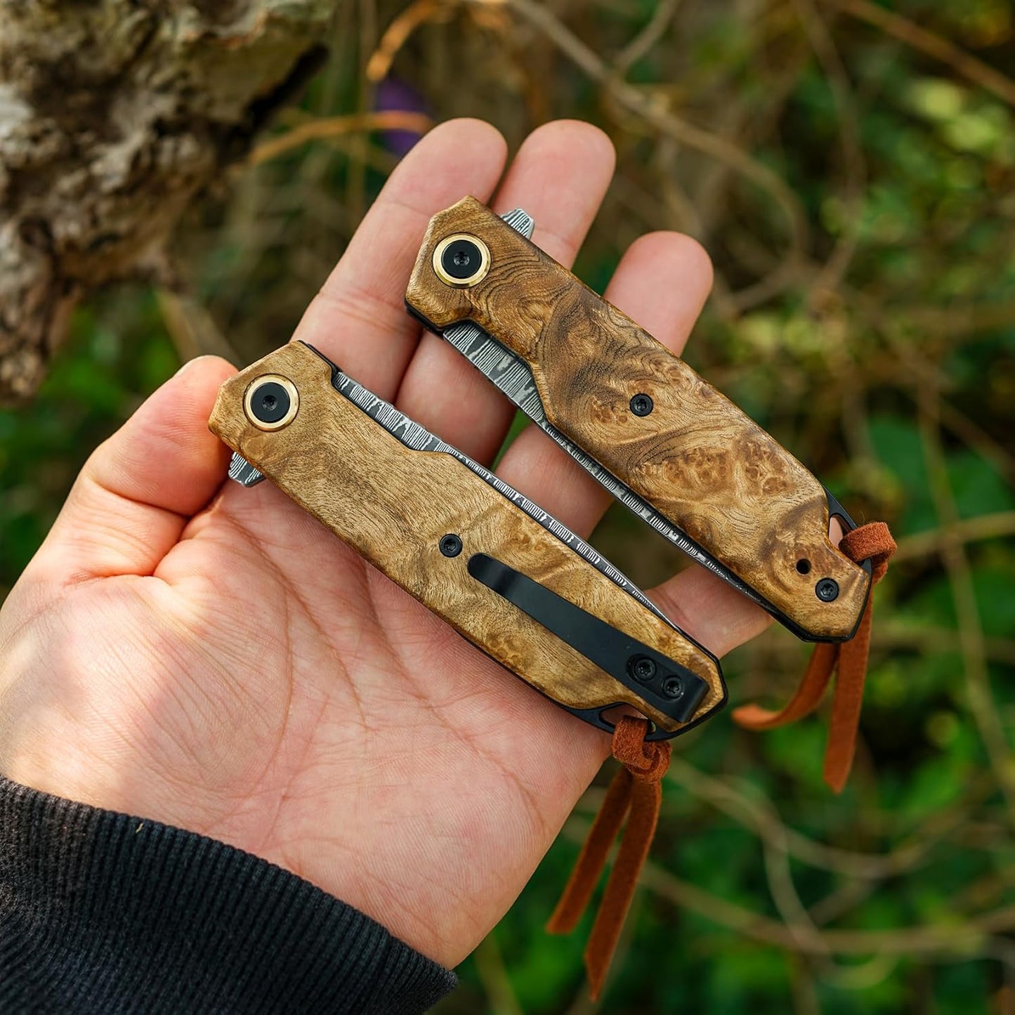 Maple Wood Handle 7" Pocket Folding Knife