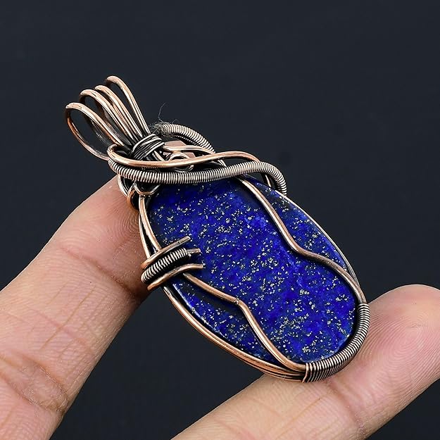 Wire Wrapped Necklace With Lapis Lazuli Pendant