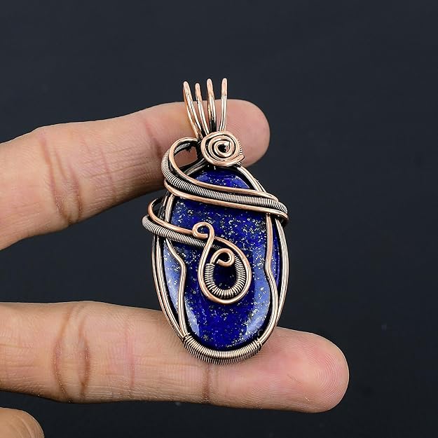 Wire Wrapped Necklace With Lapis Lazuli Pendant