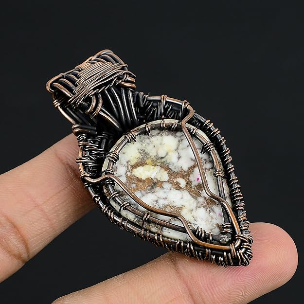 Wire Wrapped Necklace With White Turquoise Pendant
