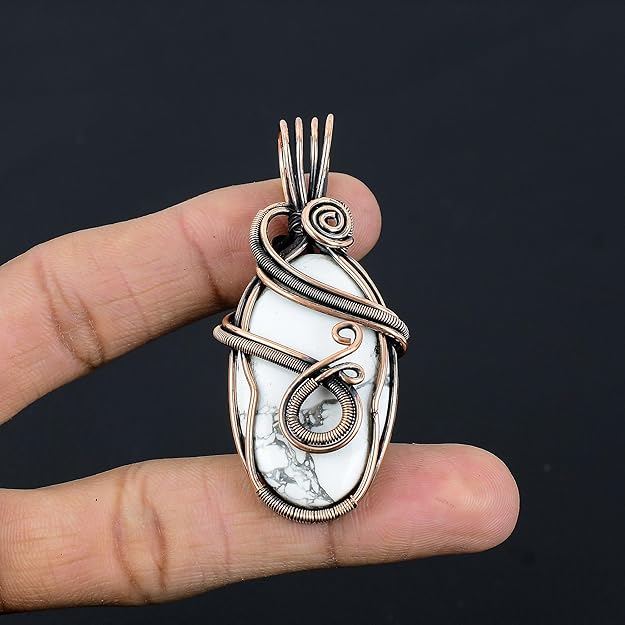 Wire Wrapped Necklace With Howlite Pendant