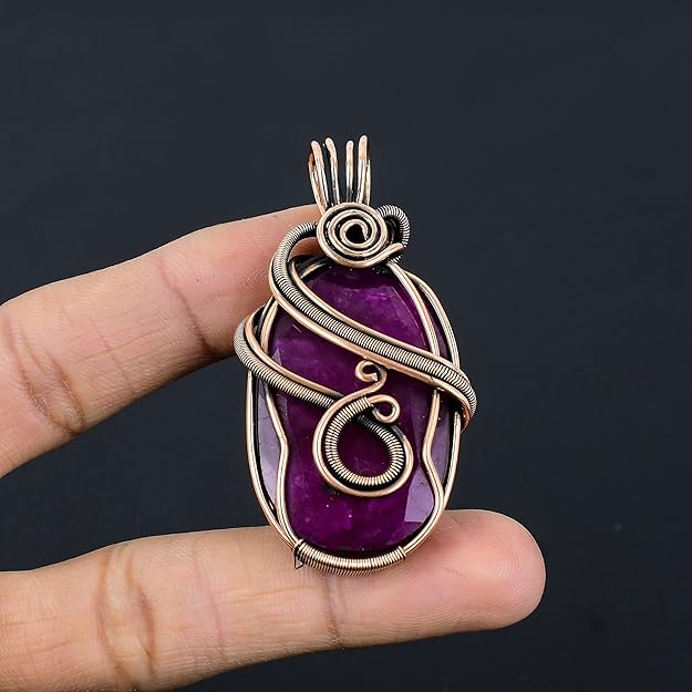 Wire Wrapped Necklace With Ruby Pendant