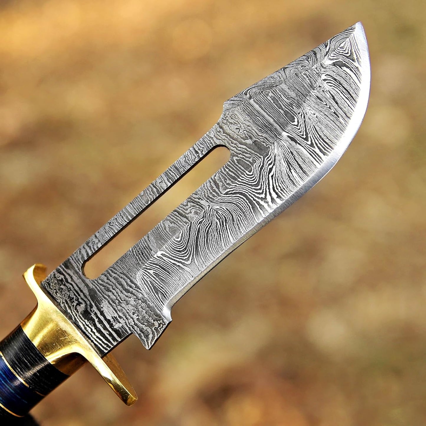 Small 4"Damascus Hunting Knife Antler Horn Handle