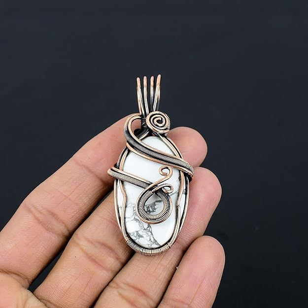 Wire Wrapped Necklace With Howlite Pendant