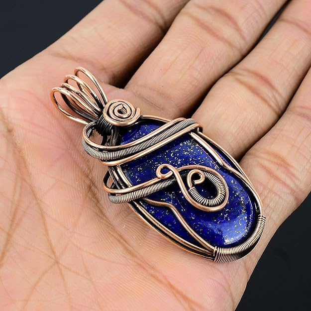 Wire Wrapped Necklace With Lapis Lazuli Pendant