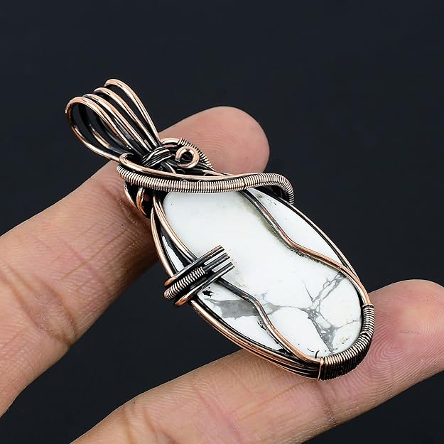 Wire Wrapped Necklace With Howlite Pendant