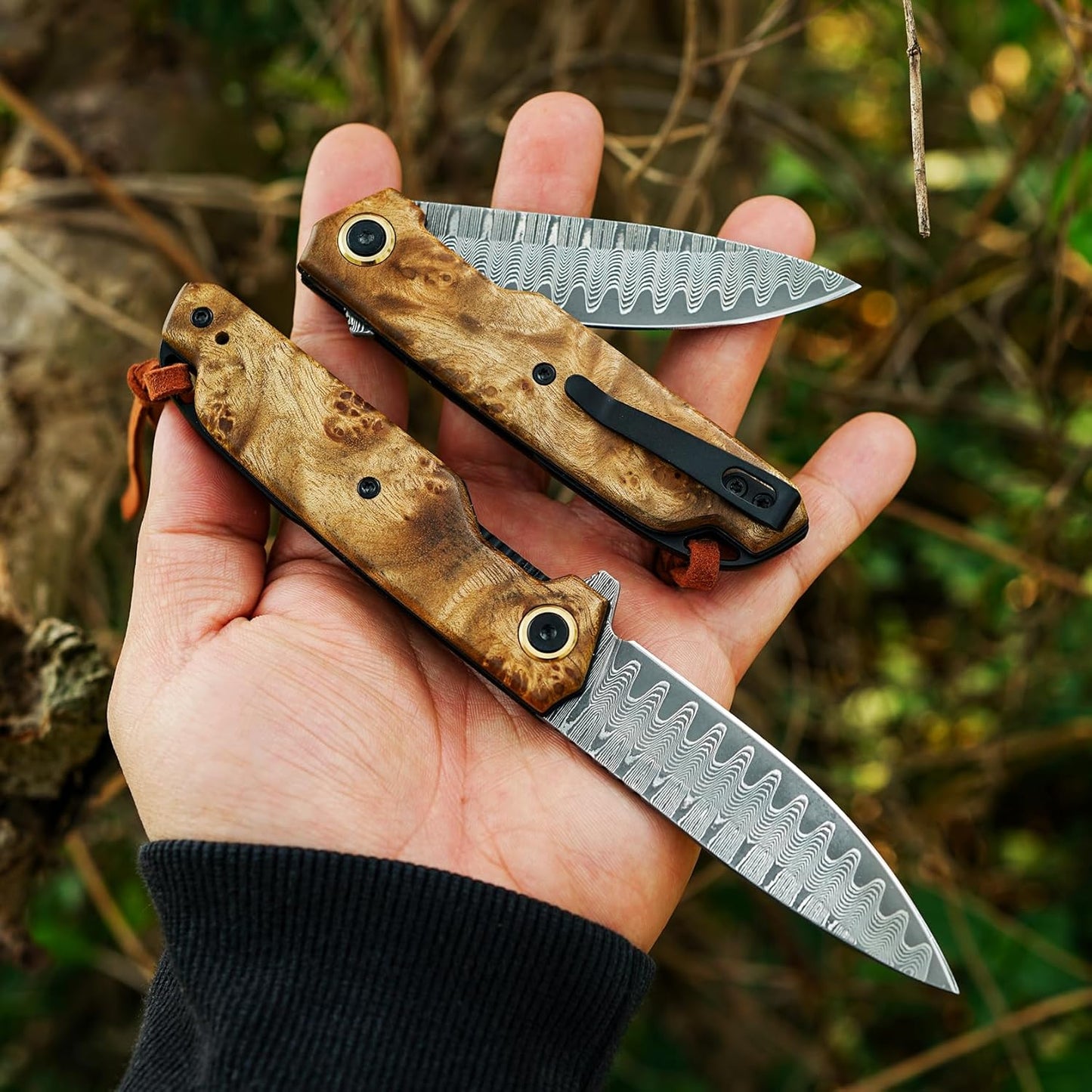 Maple Wood Handle 7" Pocket Folding Knife