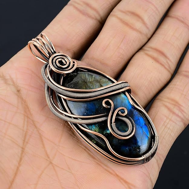 Wire Wrapped Necklace With Labradorite Pendant