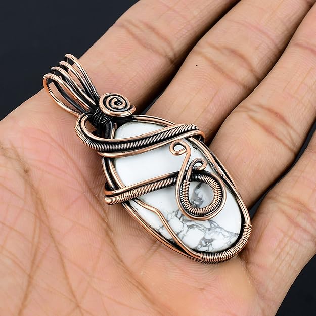 Wire Wrapped Necklace With Howlite Pendant