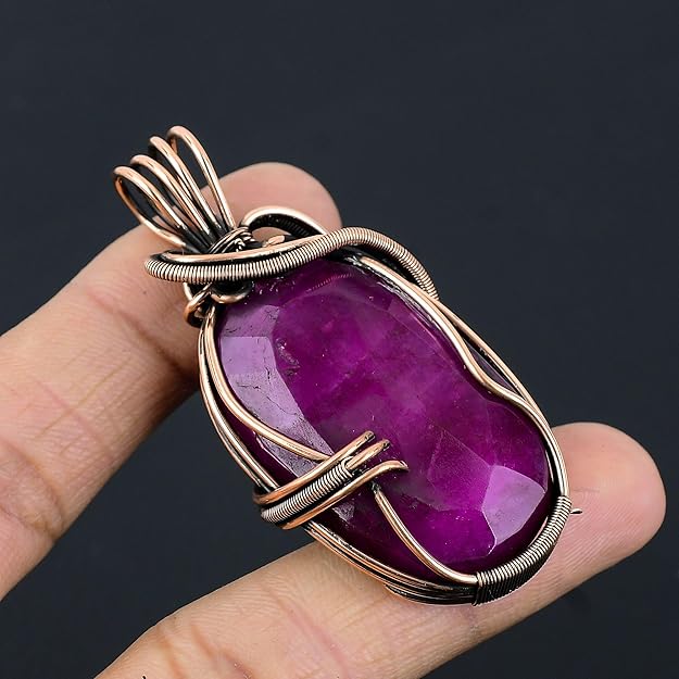 Wire Wrapped Necklace With Ruby Pendant