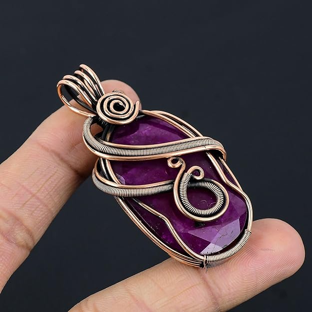 Wire Wrapped Necklace With Ruby Pendant