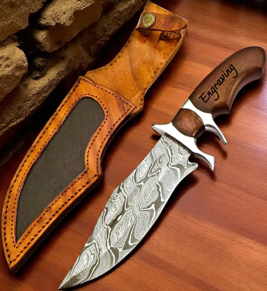 Rosewood Handle 12" Damascus Hunting Knife