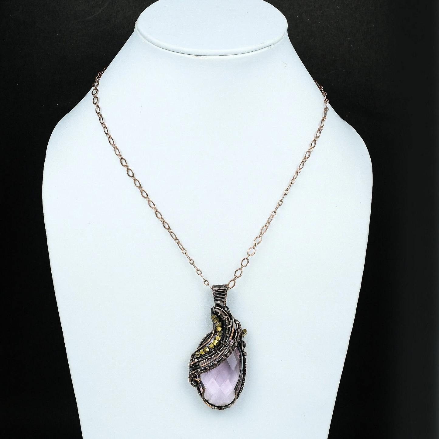 Wire Wrapped Necklace With Pink Kunzite Pendant