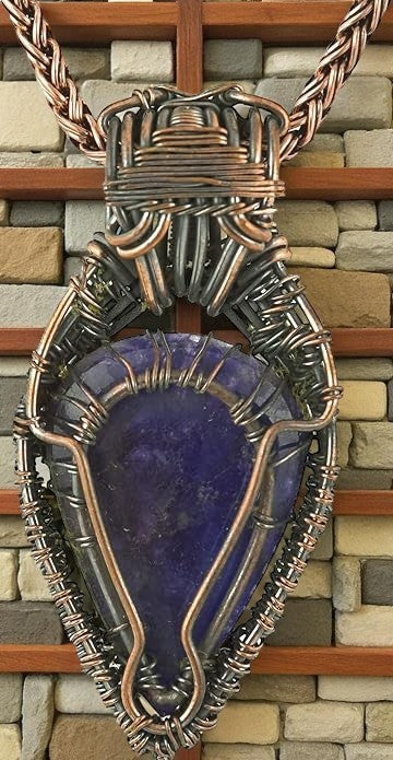 Wire Wrapped Necklace With Blue Sapphire Pendant
