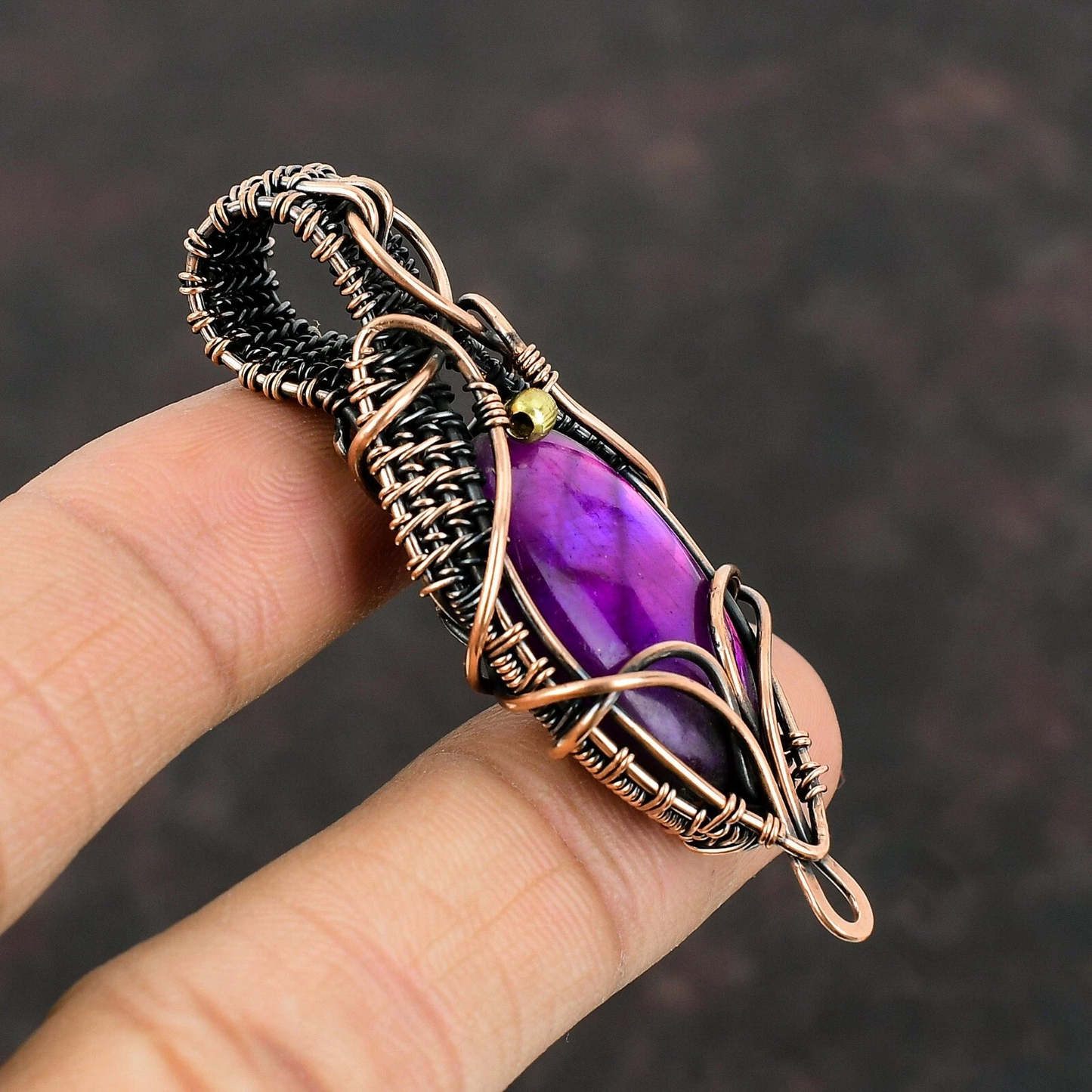 Wire Wrapped Pink Labradorite Pendant 20" Necklace
