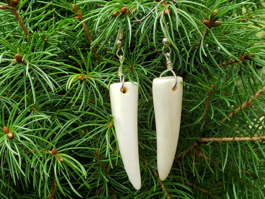 Authentic Deer Antler Earrings - Handmade Boho Chic Jewelry, Artisan Crafted Rustic Viking, Native Style Earpieces, Unique Accessories ATE
