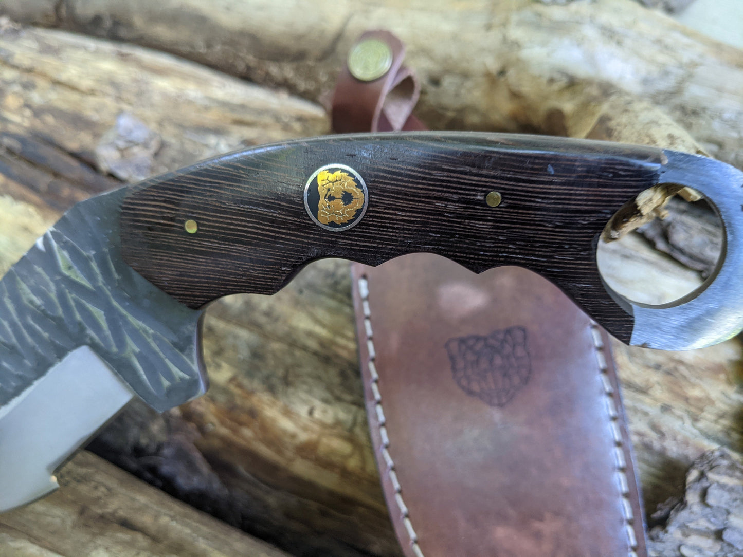 Custom Engraved Karambit | Hunting Knife | Wenge Wood Hammered Knife | Groomsman Gift | Outdoors Camping Knife | Father's Day Gift | NR04-3