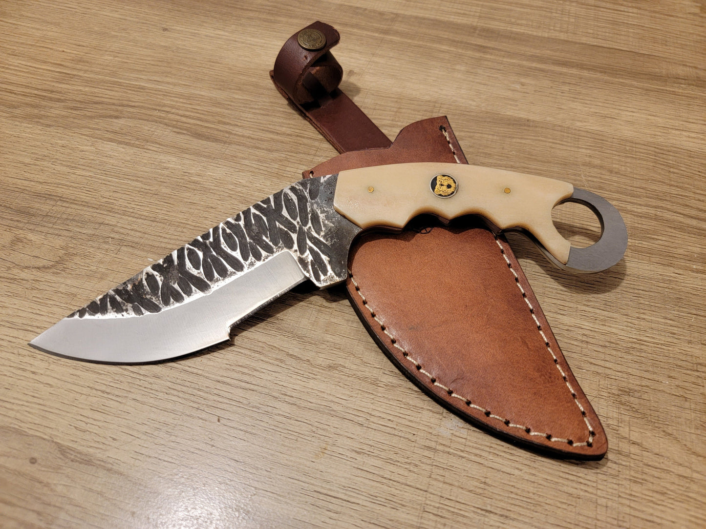 Buffalo Bone Handle Karambit Hunting Knife