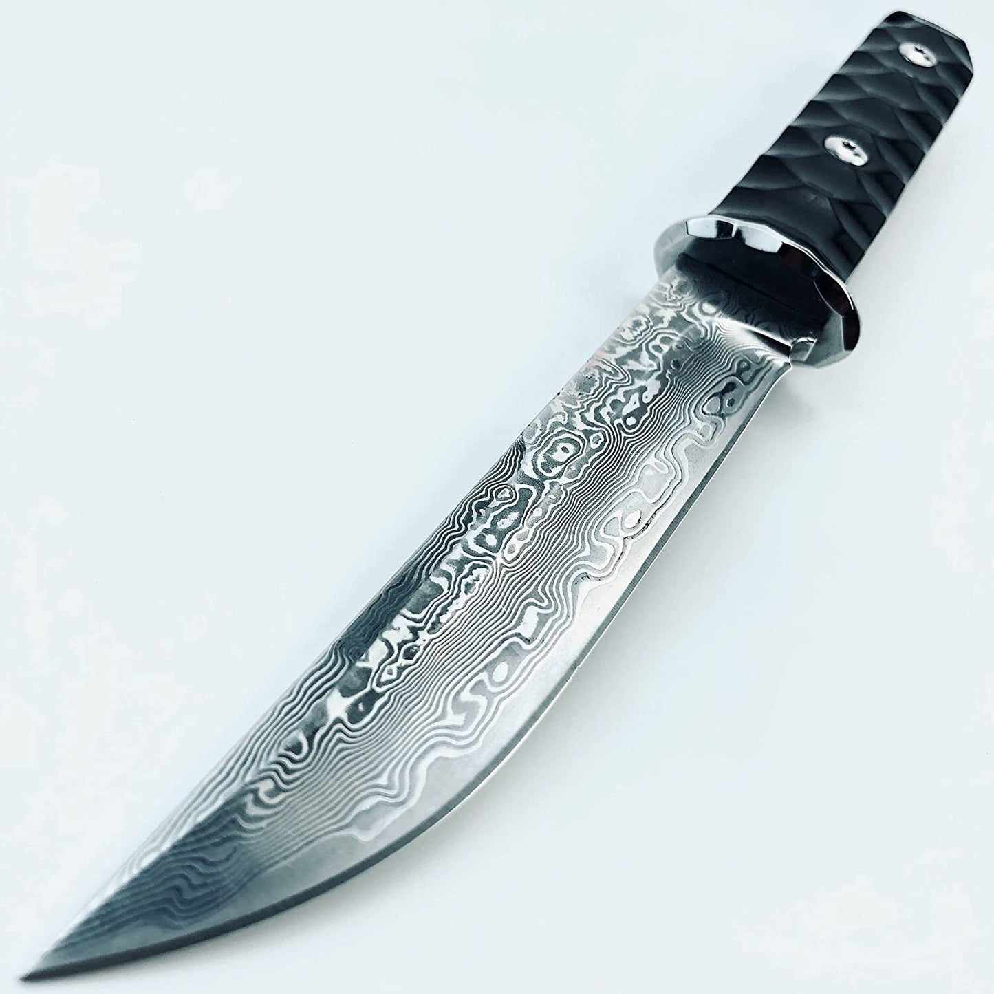 Engraved VG10 Damascus Hunting Knife, Ebony Wood Handle, Personalized Fixed Blade Knife, Personal Engraving Gift Custom Father Dad VE04