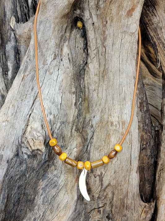 Authentic Coyote Tooth Necklace - Handmade Rustic Viking Artisan Crafted, Native Tribal Style Custom Jewelry, Leather or Chain Option | CM07