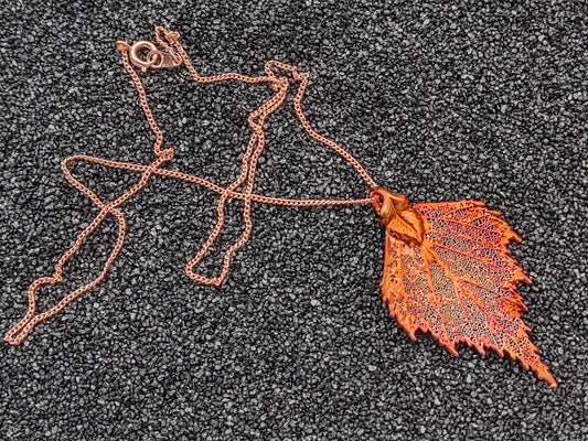 Real Birch Leaf Necklace | Dipped Iridescent Copper Leaf | Bridesmaids Wedding Gifts | Mother Wife Anniversary | Real Leaves Jewelry | LJ07