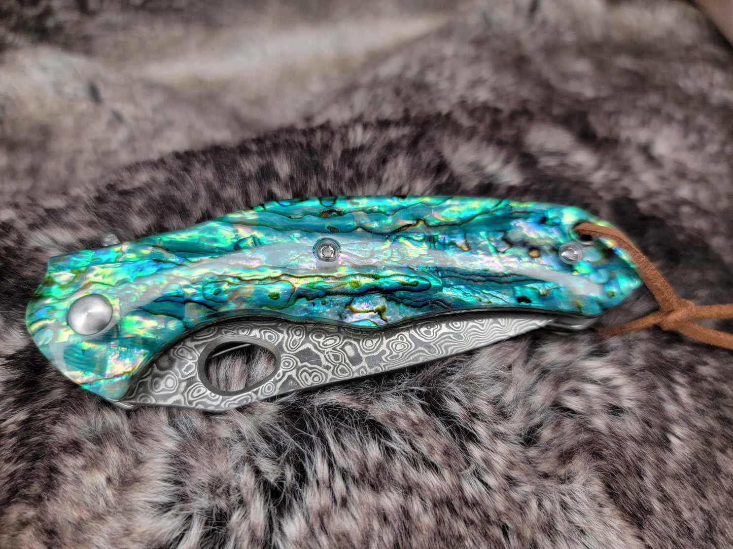 Abalone Damascus Folding Knife, Engraved VG10 Pocket Knife Gift, Personalized Knives Groomsmen Gifts, Wedding Anniversary Husband | VP104