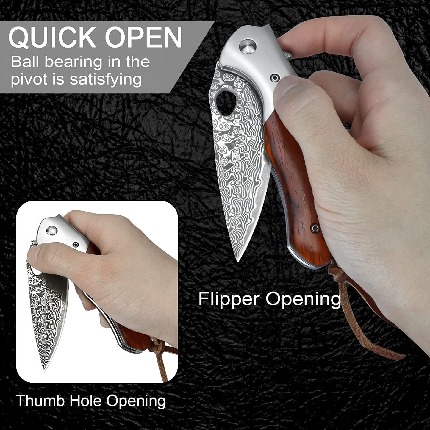 Rosewood Handle 7.28" Damascus Folding Knife