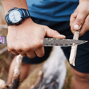 Abalone Damascus Pocket Knife, Personalized Engraving VG10 Blade, Engraved Folding Knife, Wedding Anniversary Groomsmen Gift | VP117