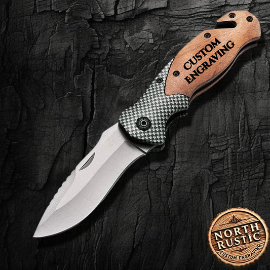 8Cr13MoV Steel 8.1" Pocket Knife Olive Wood Handle