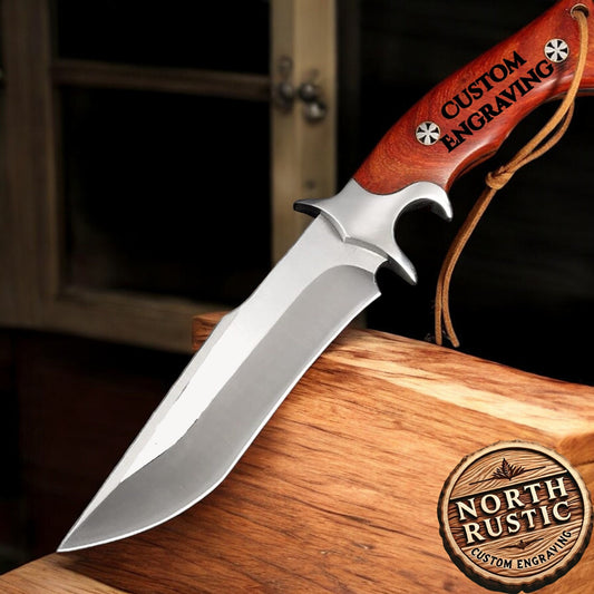 M390 10.43" Hunting Knife Red Rose Wood Handle