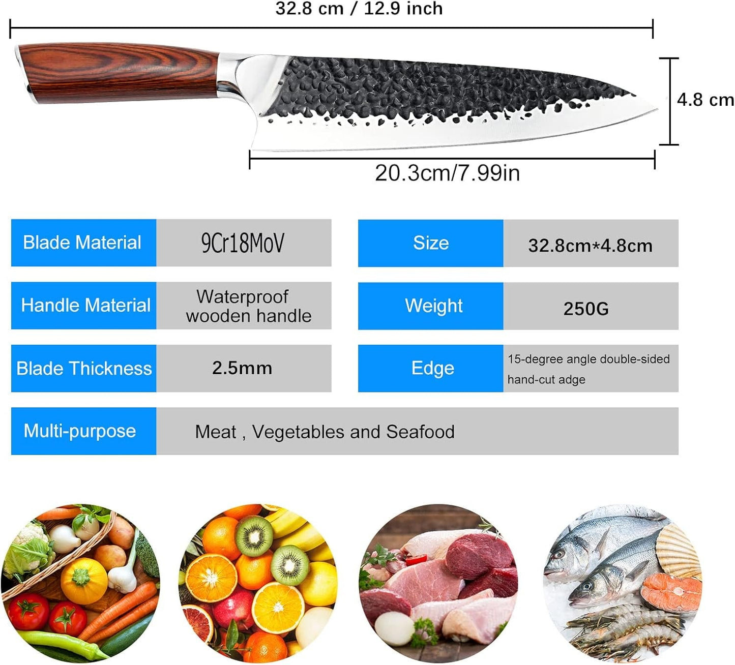 8" Kitchen Knife Engraved High Carbon Stainless Steel Professional Culinary Chef Knives Gifts for Him Her Cooking Cutlery Home Goods VP90