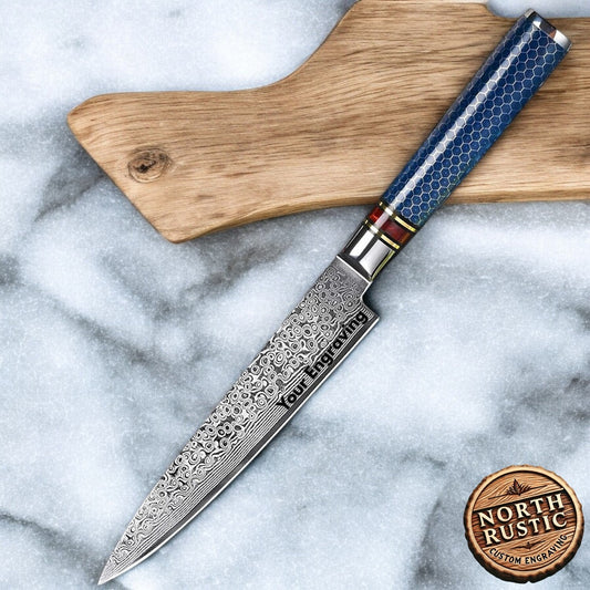 Engraved 6" VG10 Damascus Paring Utility Knife Kitchen Chef Culinary Personalized Knives Professional Premium Quality Home Goods Gift VC12