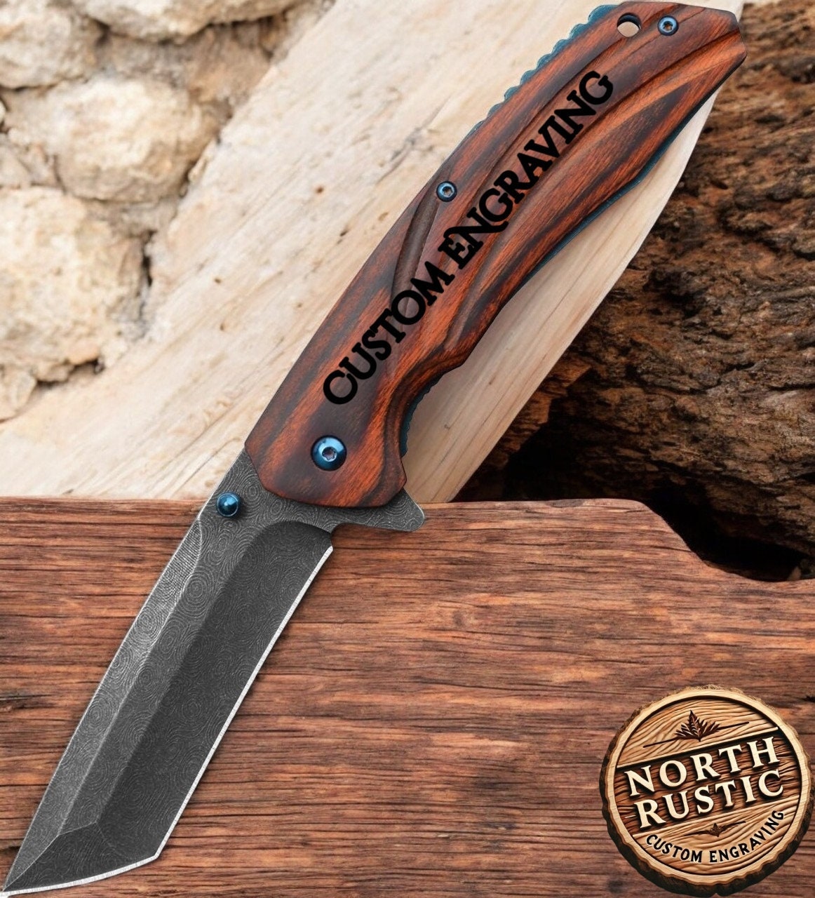 Pakka Wood Handle 3CR13 Dark 8.6" Folding Knife