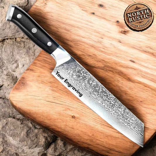 Engraved 8" Kitchen Knife G10 Handle Personalized Culinary Chef Knives Gifts for Him Her Anniversary Gift Cooking Cutlery VC21