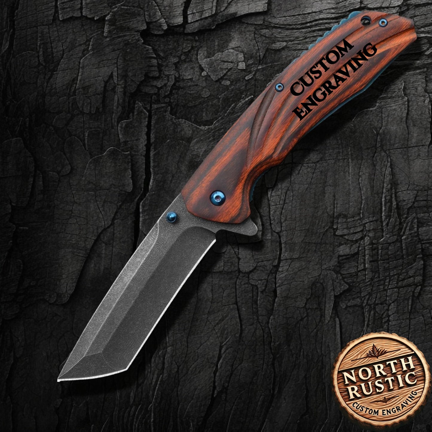 Pakka Wood Handle 3CR13 Dark 8.6" Folding Knife
