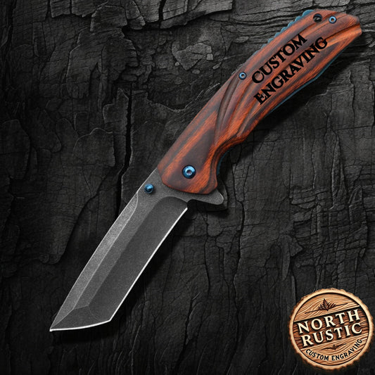 Pakka Wood Handle 3CR13 Dark 8.6" Folding Knife