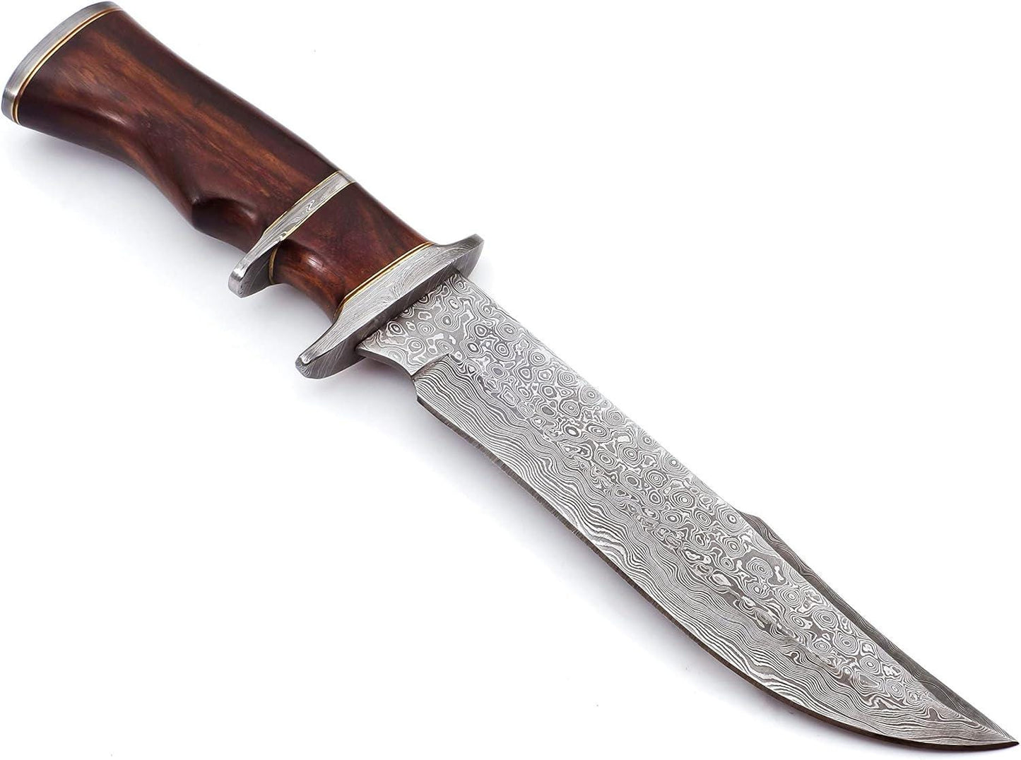 Engraved Fixed Blade Knife, Personalized Damascus Hunting Knife, Rose Wood Handle, Personal Engraving Gift Customized Father Gift For Dad