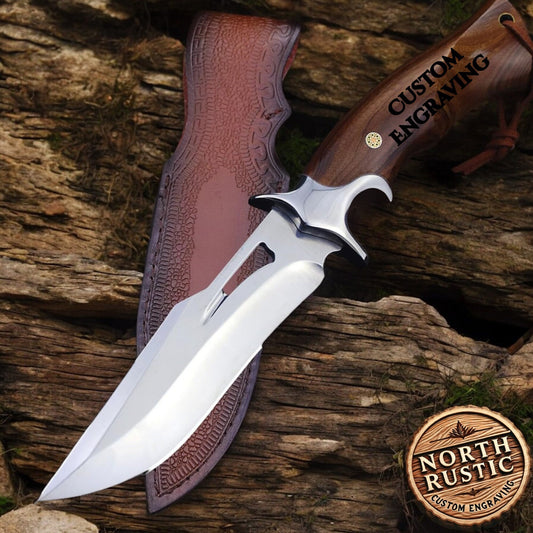 M390 Steel 10.43" Hunting Knife Walnut Wood Handle